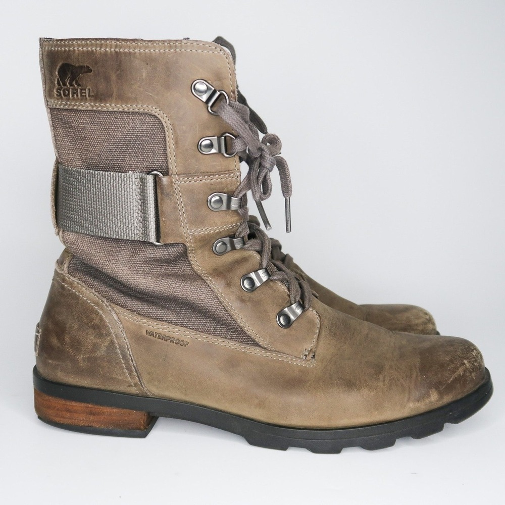 Sorel Womens Emelie Boots‎ Size 10 Lace Up Combat Military Green Booties